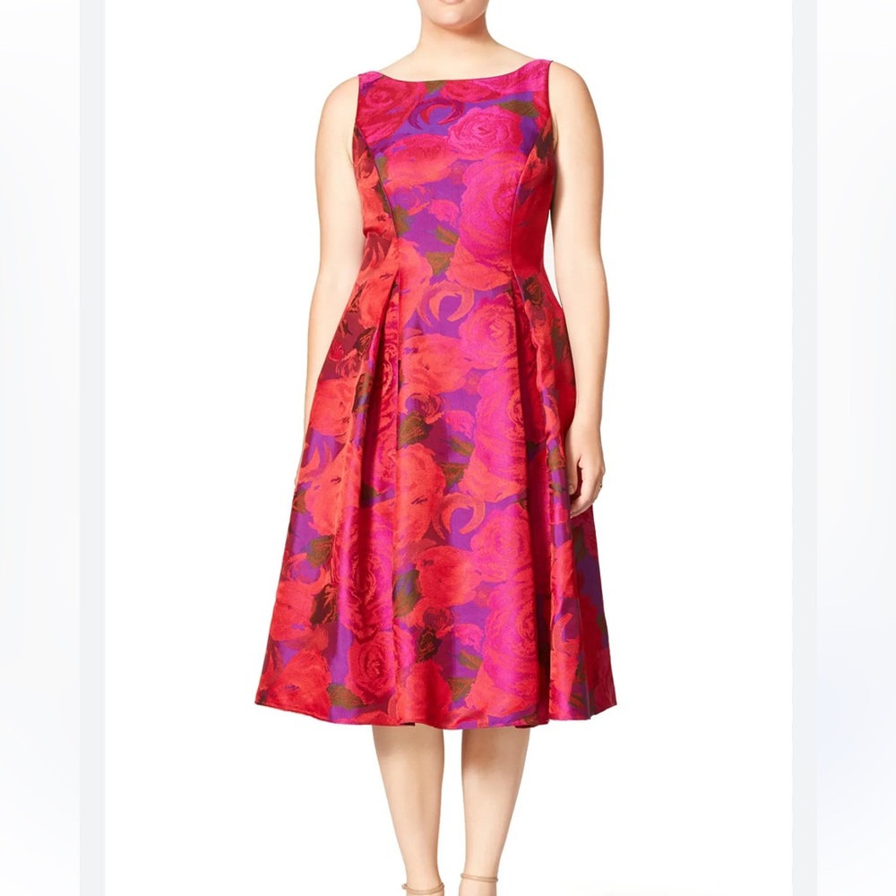 Adrianna Papell Red and Purple A-Line Skirt